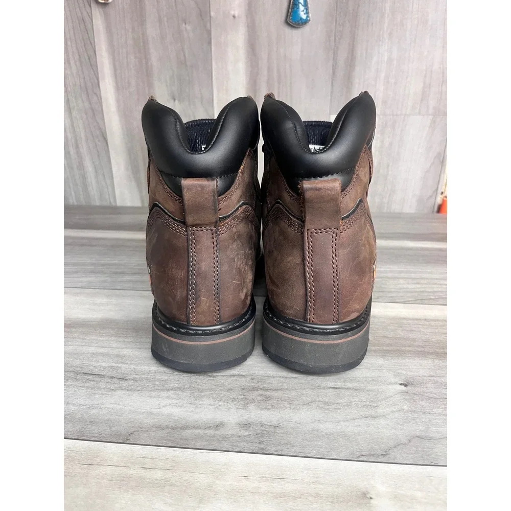 Timberland PRO Work Boots Men 12M Brown Steel Toe Leather Pit Boss 6 Inch